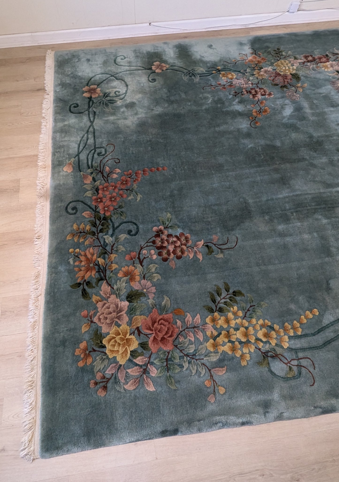 COMING SOON Antique Art Deco Chinese Rug, 9x12, "The Teal Haven"