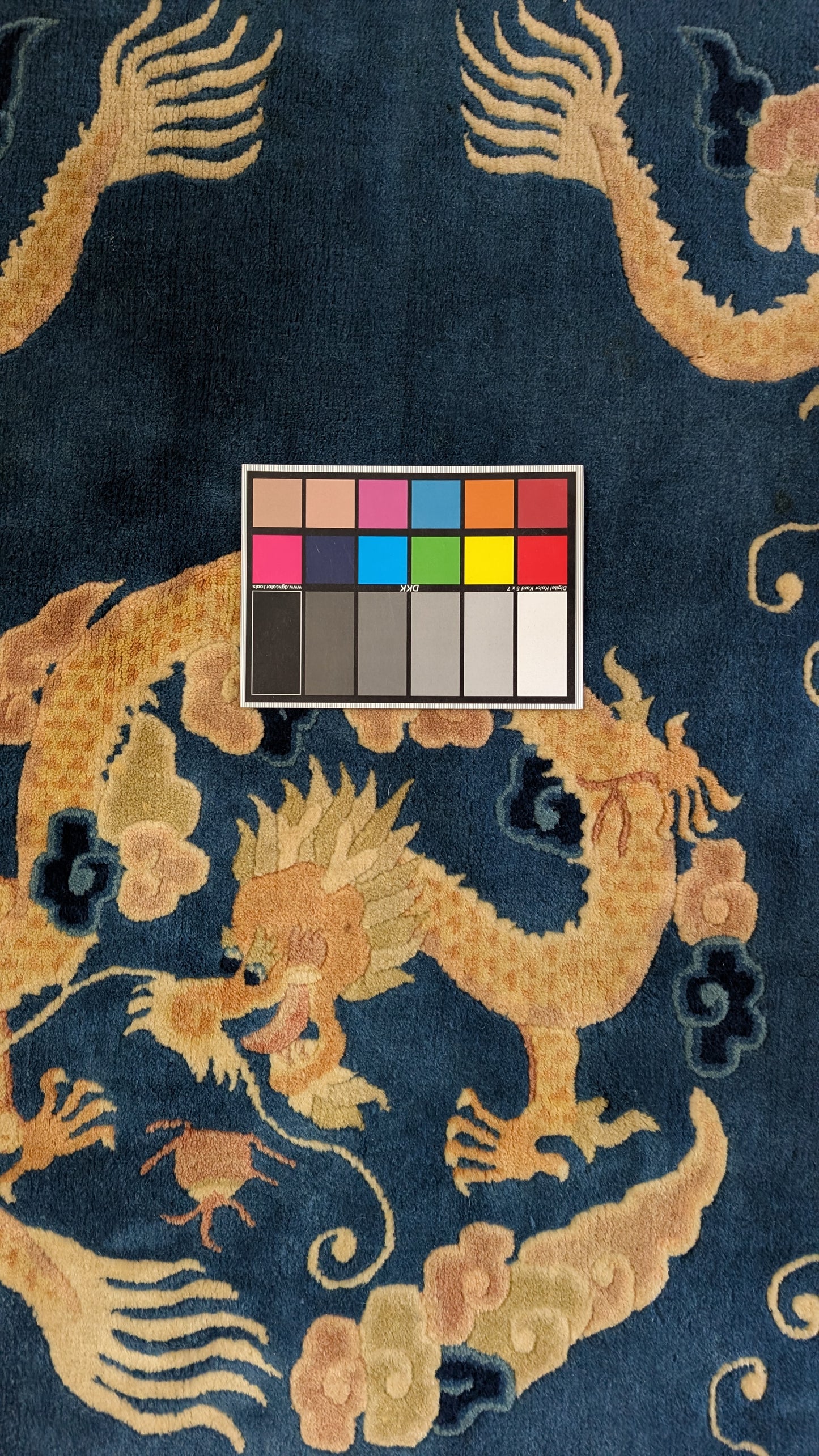 Vintage Chinese Dragon Rug 5x6, "The Heavenly Guardians"