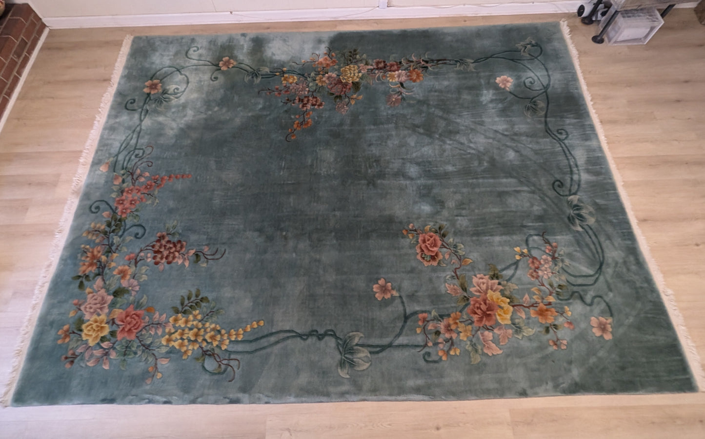 COMING SOON Antique Art Deco Chinese Rug, 9x12, "The Teal Haven"