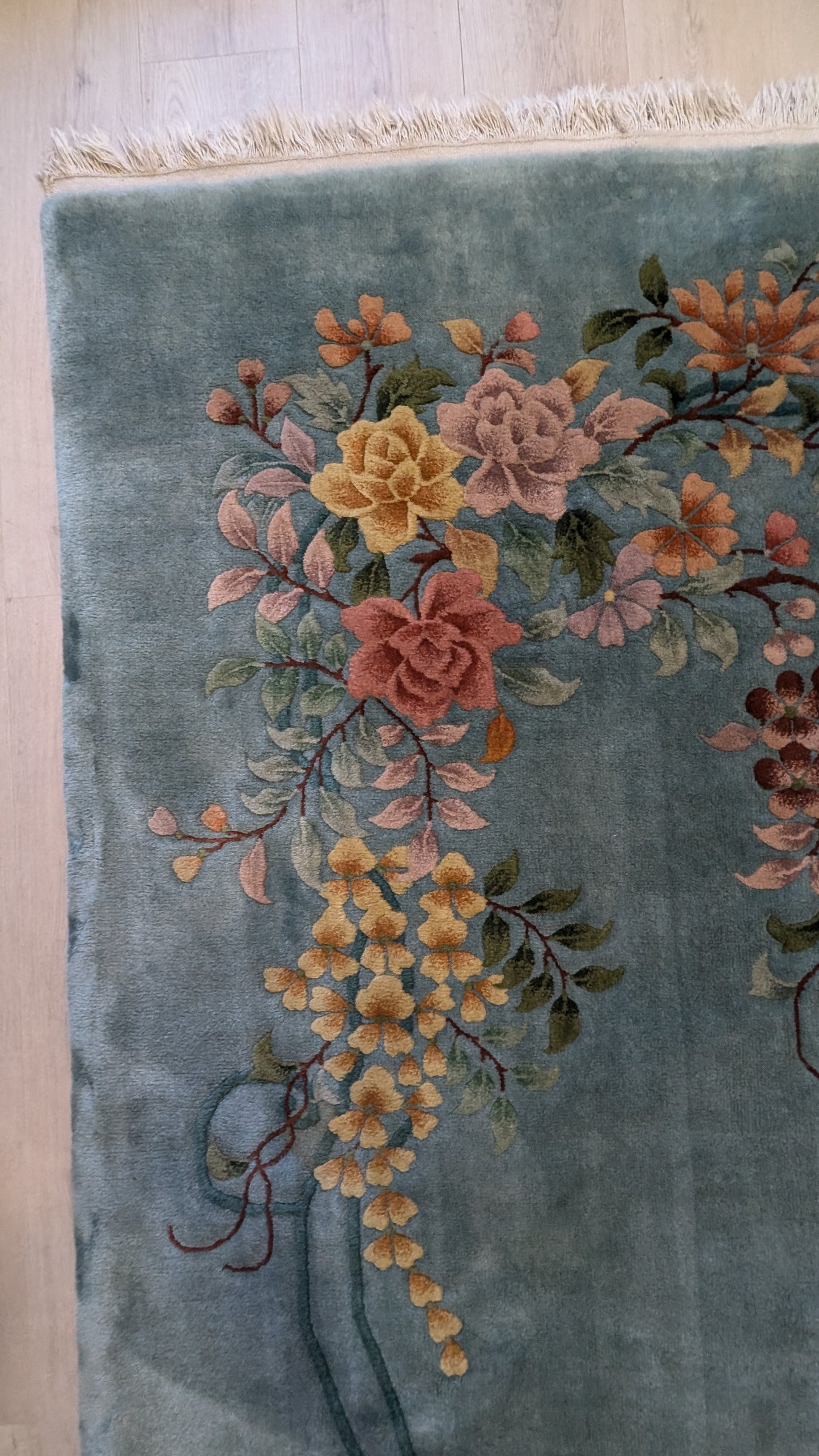 COMING SOON Antique Art Deco Chinese Rug, 9x12, "The Teal Haven"