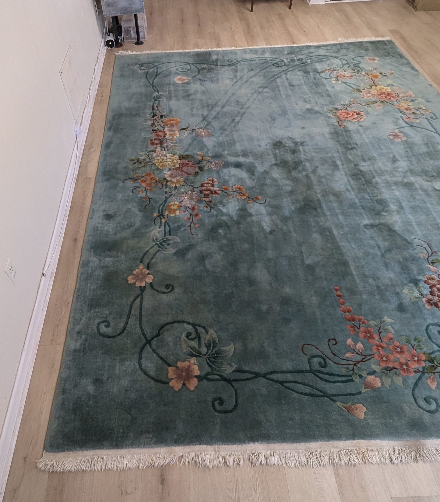 COMING SOON Antique Art Deco Chinese Rug, 9x12, "The Teal Haven"