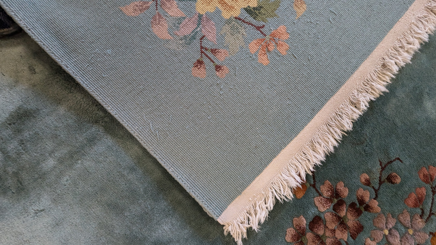 COMING SOON Antique Art Deco Chinese Rug, 9x12, "The Teal Haven"