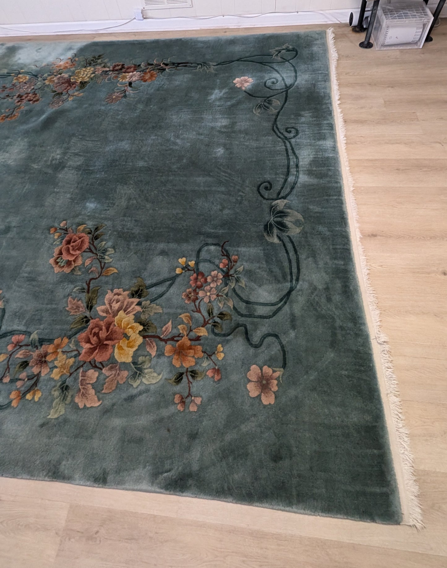 COMING SOON Antique Art Deco Chinese Rug, 9x12, "The Teal Haven"