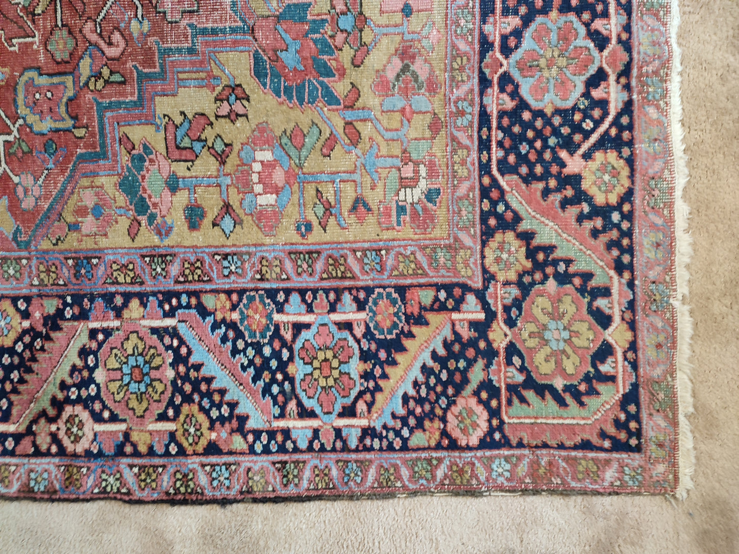 SOLD - Antique Persian Heriz Rug, 8'2"x11'2"