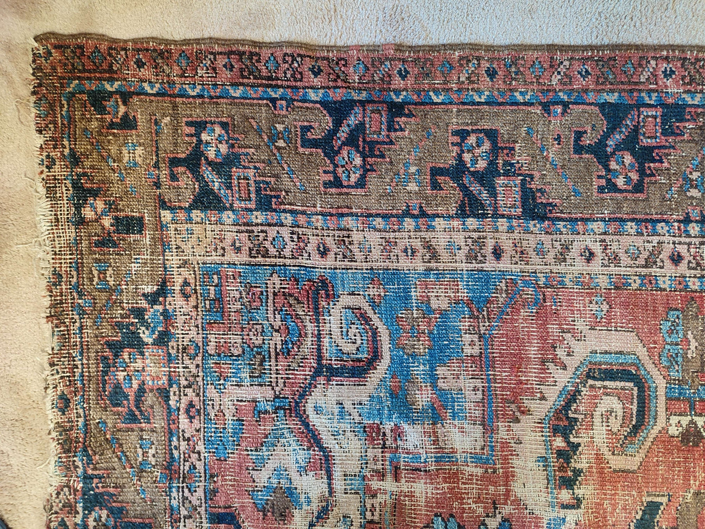 SOLD - Antique Persian Heriz Rug, 9'x13'